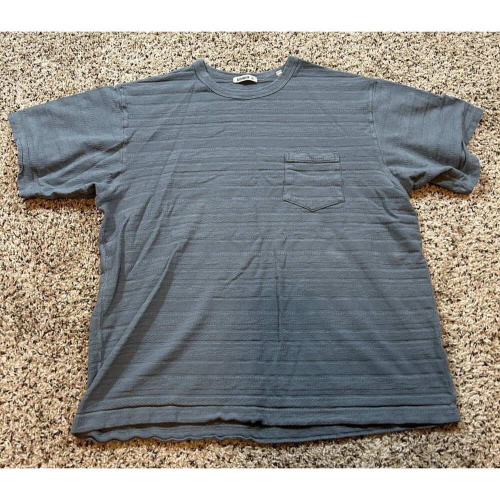 Buck Mason Shirt Men's XLarge Gray Jacquard Cotton Crew Neck Pocket Huckberry